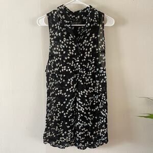 Reformation Sheer Tunic Top Womens Small Black Floral Popover Casual Chic Blouse